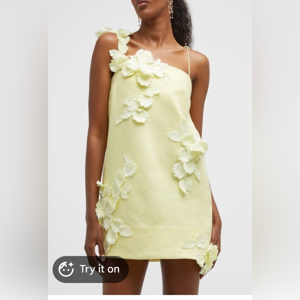 Zimmermann Yellow Floral Mini Appliqué Dress Size 0
